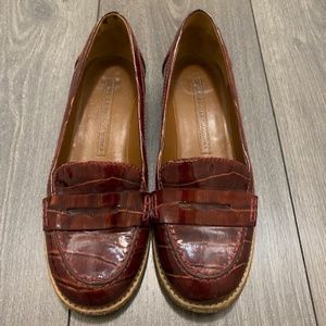 Marc by Marc Jacobs Burgundy Red Faux Alligator Patent Leather Loafers Sz 37.5
